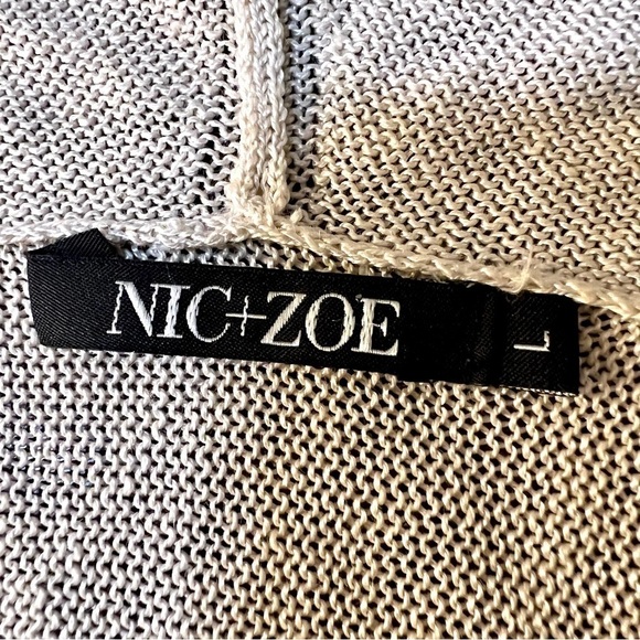 NIC+ZOE Women's Linen crochet hem Longline Cardigan in Oakmeal women’s size L - Picture 6 of 10